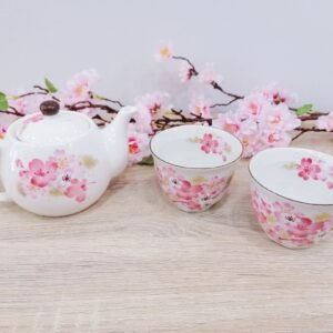 Coffret théière 2 tasses à thé sakura