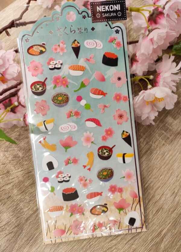Planche stickers sakura sushi
